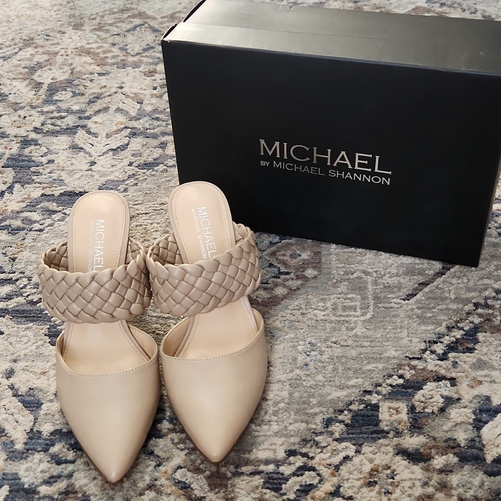 Michael Shannon Tan Woven Mules